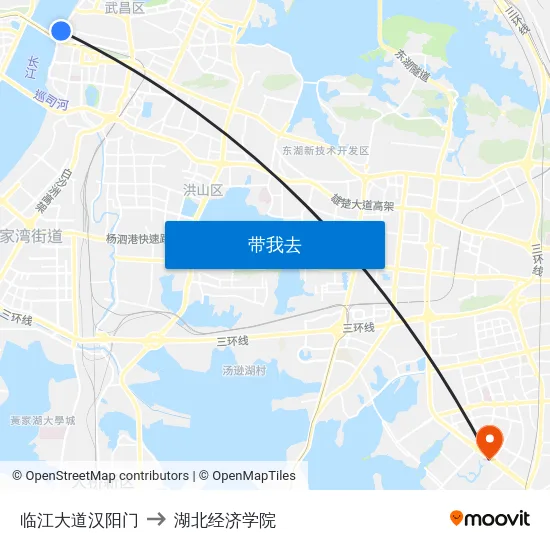 临江大道汉阳门 to 湖北经济学院 map