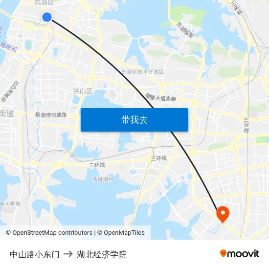 中山路小东门 to 湖北经济学院 map