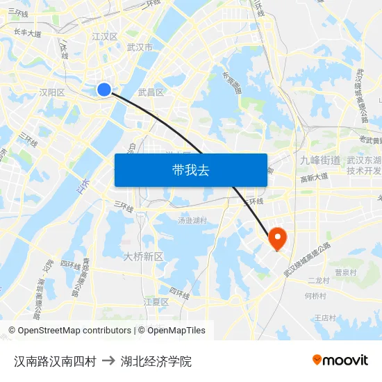 汉南路汉南四村 to 湖北经济学院 map