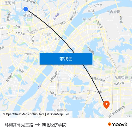 环湖路环湖三路 to 湖北经济学院 map