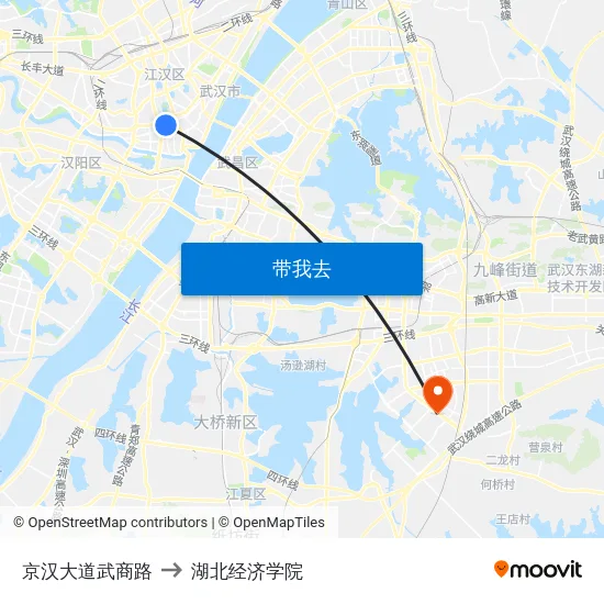 京汉大道武商路 to 湖北经济学院 map