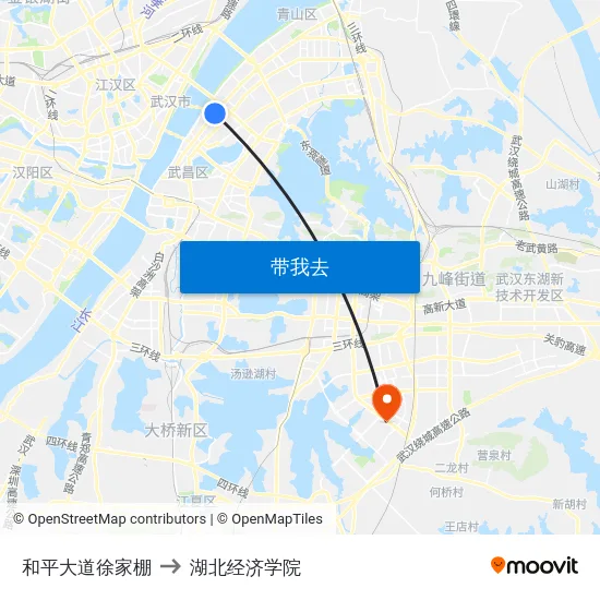 和平大道徐家棚 to 湖北经济学院 map