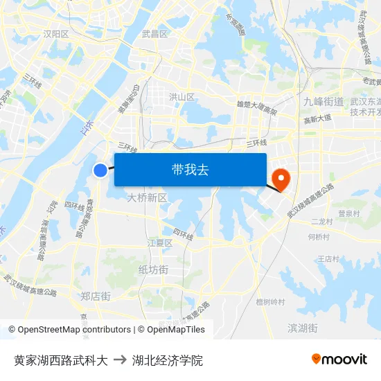 黄家湖西路武科大 to 湖北经济学院 map