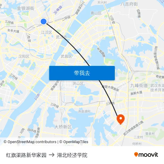 红旗渠路新华家园 to 湖北经济学院 map
