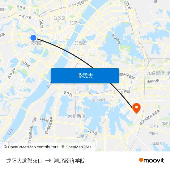龙阳大道郭茨口 to 湖北经济学院 map