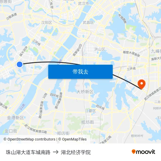 珠山湖大道车城南路 to 湖北经济学院 map