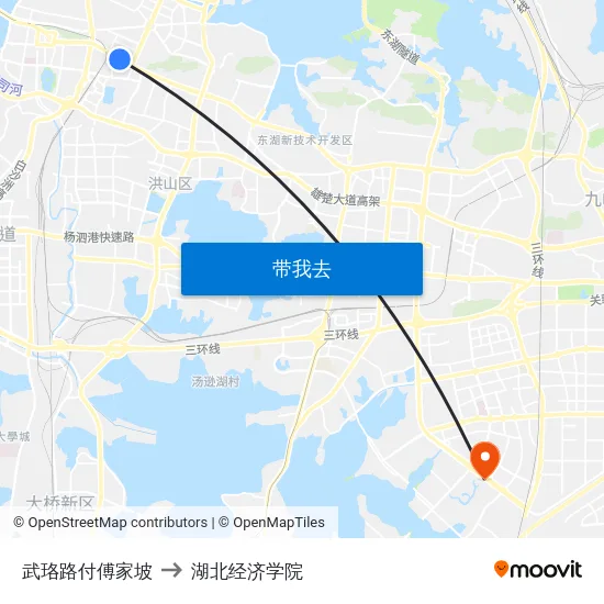 武珞路付傅家坡 to 湖北经济学院 map