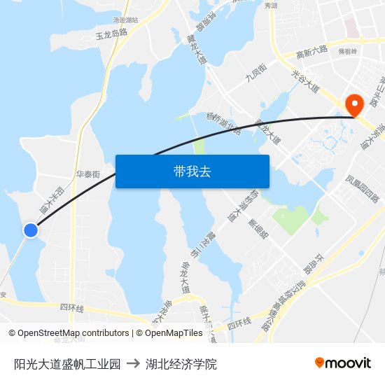 阳光大道盛帆工业园 to 湖北经济学院 map