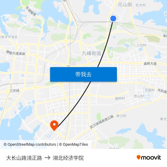 大长山路清正路 to 湖北经济学院 map