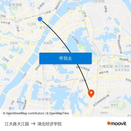 江大路大江园 to 湖北经济学院 map