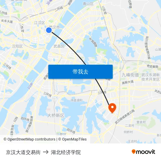 京汉大道交易街 to 湖北经济学院 map
