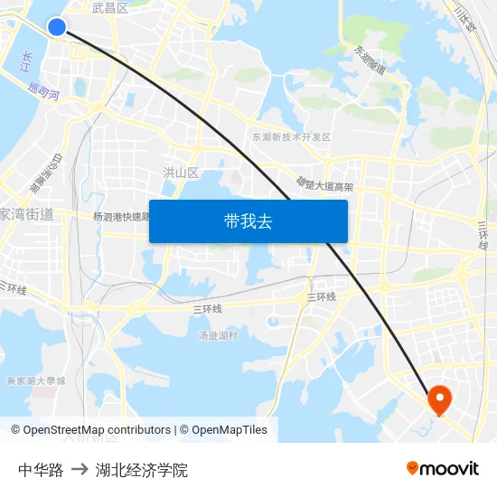 中华路 to 湖北经济学院 map