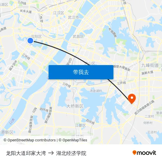 龙阳大道邱家大湾 to 湖北经济学院 map