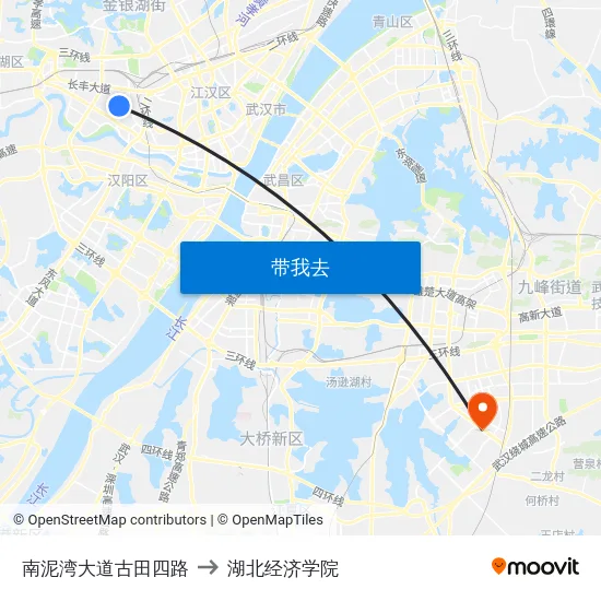 南泥湾大道古田四路 to 湖北经济学院 map