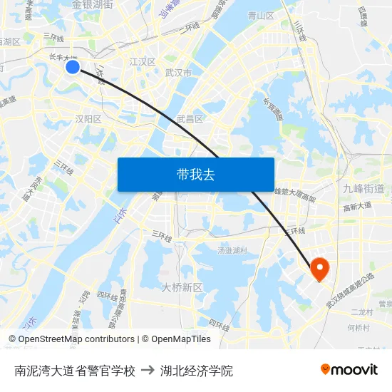 南泥湾大道省警官学校 to 湖北经济学院 map