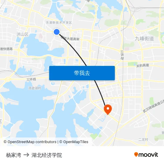 杨家湾 to 湖北经济学院 map