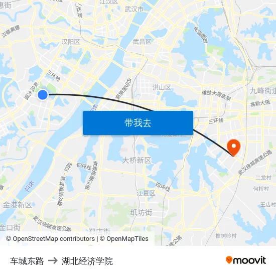 车城东路 to 湖北经济学院 map
