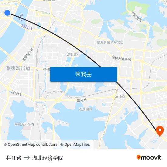 拦江路 to 湖北经济学院 map