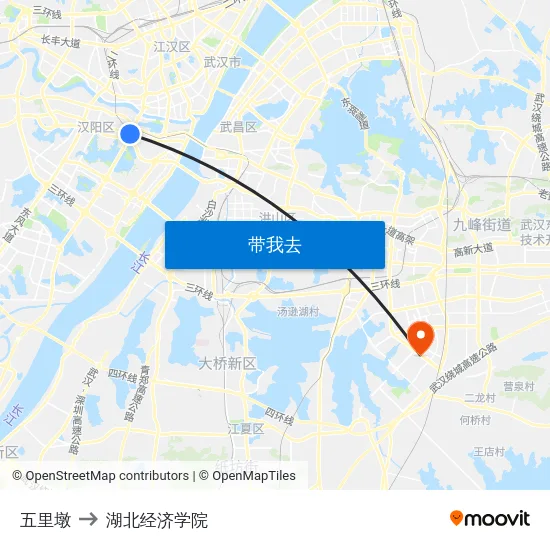 五里墩 to 湖北经济学院 map