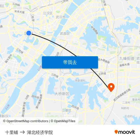 十里铺 to 湖北经济学院 map