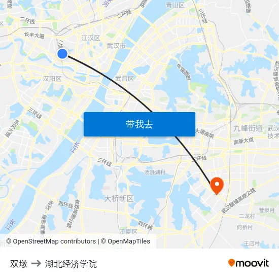 双墩 to 湖北经济学院 map