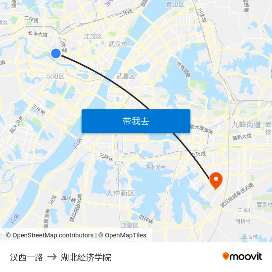 汉西一路 to 湖北经济学院 map