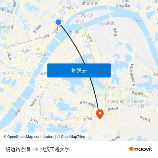 堤边路游湖 to 武汉工程大学 map