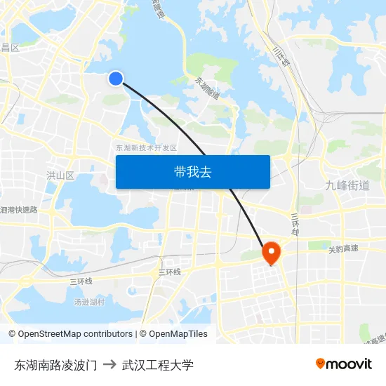 东湖南路凌波门 to 武汉工程大学 map