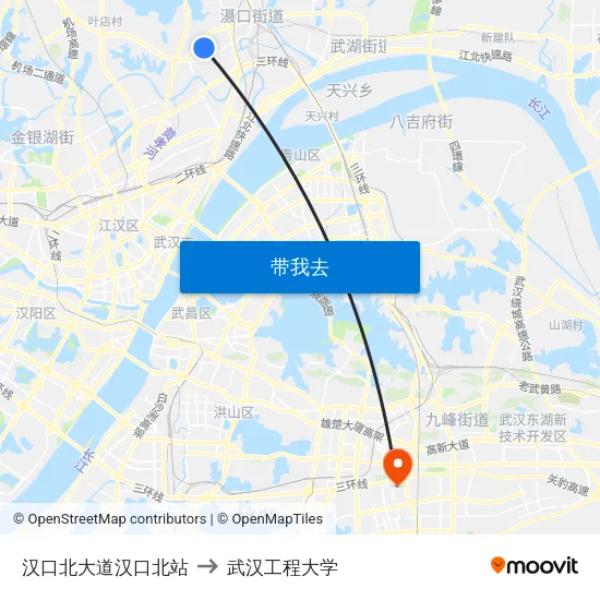 汉口北大道汉口北站 to 武汉工程大学 map