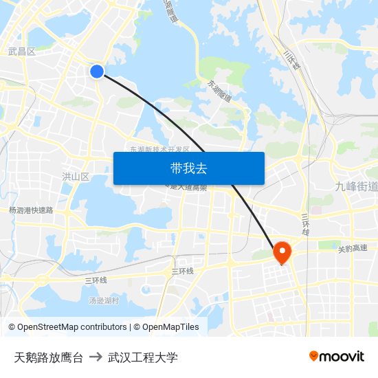 天鹅路放鹰台 to 武汉工程大学 map