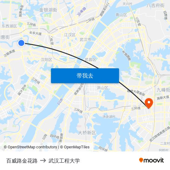 百威路金花路 to 武汉工程大学 map