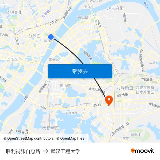 胜利街张自忠路 to 武汉工程大学 map