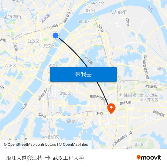 沿江大道滨江苑 to 武汉工程大学 map