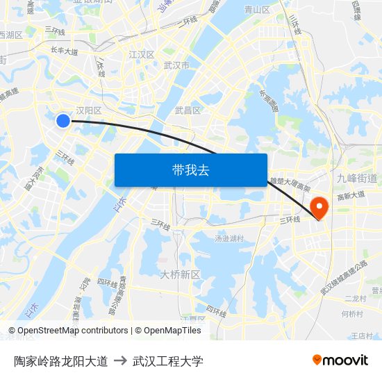 陶家岭路龙阳大道 to 武汉工程大学 map