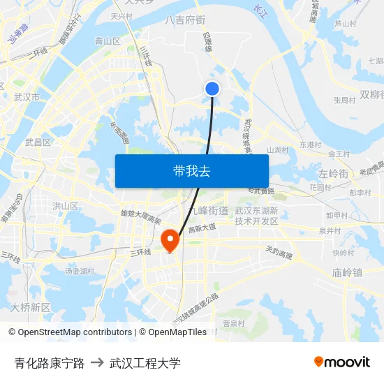 青化路康宁路 to 武汉工程大学 map