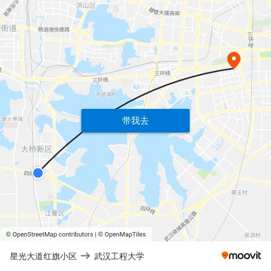 星光大道红旗小区 to 武汉工程大学 map