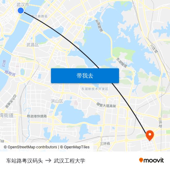 车站路粤汉码头 to 武汉工程大学 map