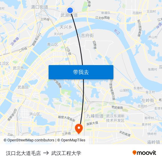 汉口北大道毛店 to 武汉工程大学 map