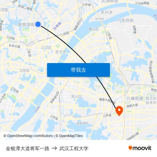 金银潭大道将军一路 to 武汉工程大学 map