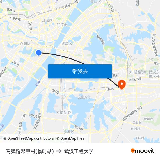 马鹦路邓甲村(临时站) to 武汉工程大学 map