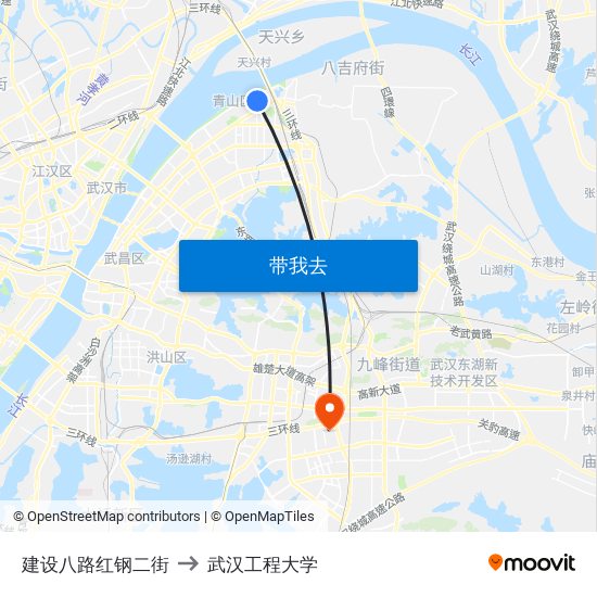 建设八路红钢二街 to 武汉工程大学 map