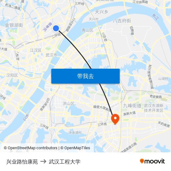 兴业路怡康苑 to 武汉工程大学 map