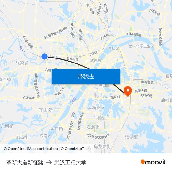 革新大道新征路 to 武汉工程大学 map