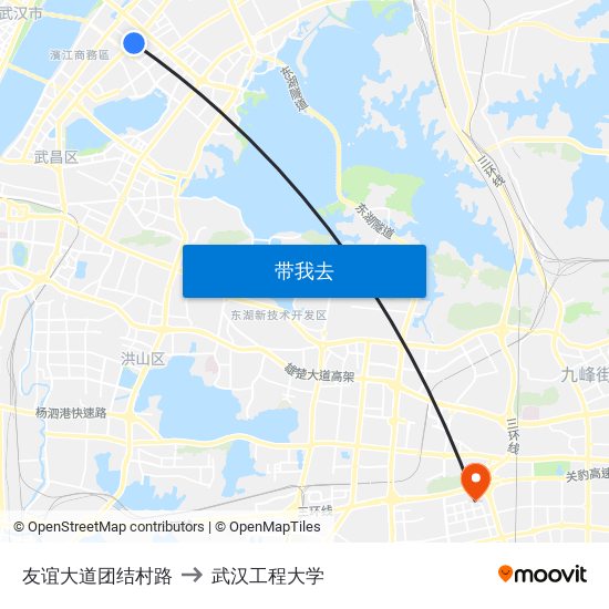 友谊大道团结村路 to 武汉工程大学 map