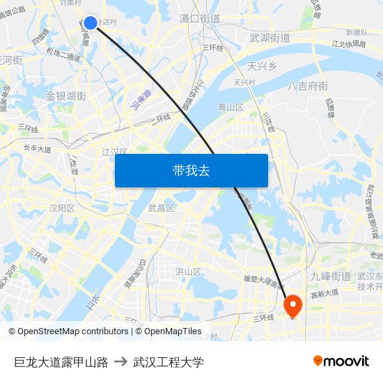 巨龙大道露甲山路 to 武汉工程大学 map