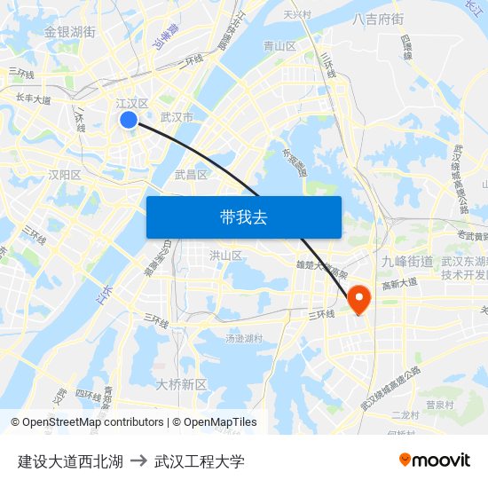 建设大道西北湖 to 武汉工程大学 map