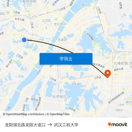 龙阳湖北路龙阳大道口 to 武汉工程大学 map