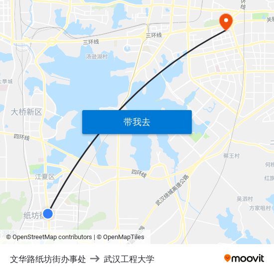 文华路纸坊街办事处 to 武汉工程大学 map