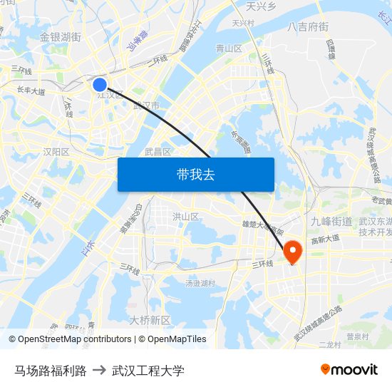 马场路福利路 to 武汉工程大学 map