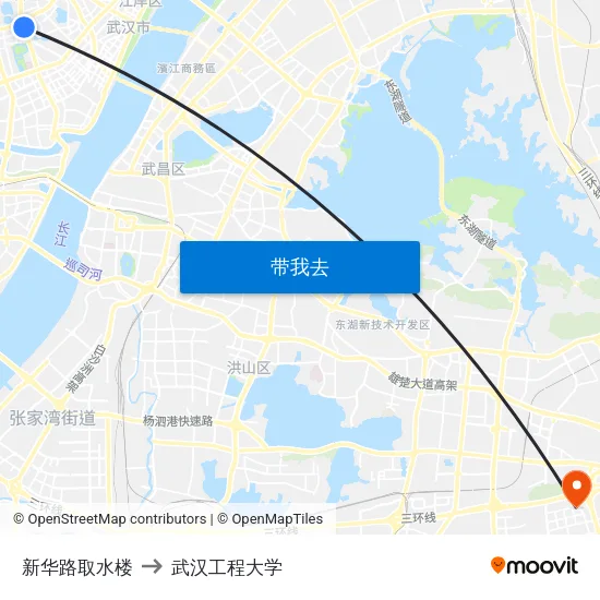 新华路取水楼 to 武汉工程大学 map
